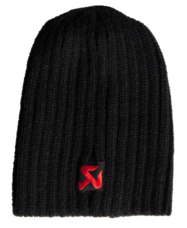 Akrapovic Knitcap Beanie Schwarz, Logo Rot