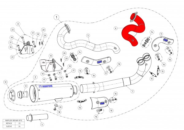 Akrapovic Krümmerbogen Edelstahl- V4A, vorne