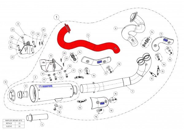 Akrapovic Krümmerbogen Edelstahl- V4A, hinten